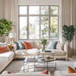 Modern living room with stylish furniture and decor.